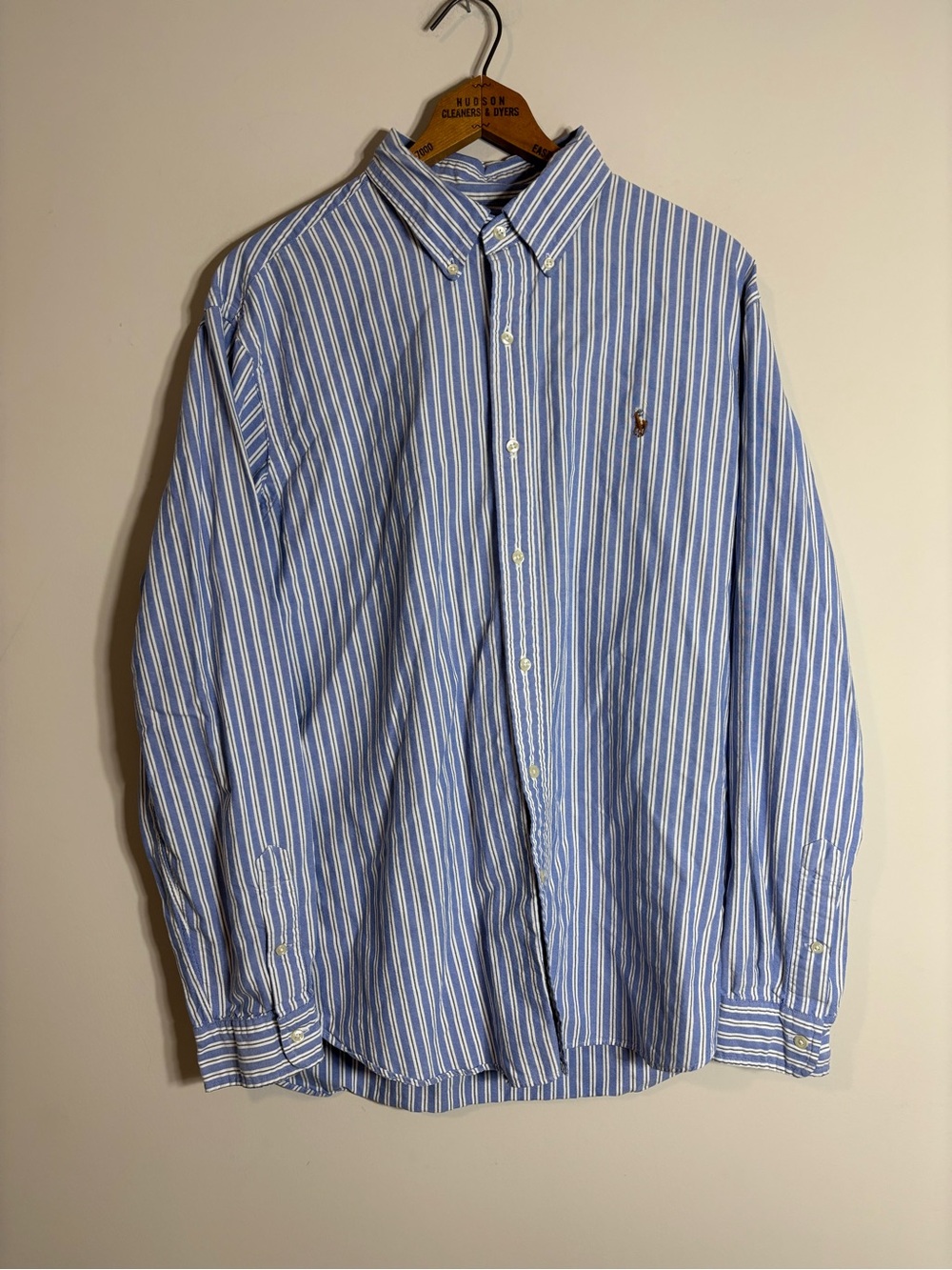 Polo Ralph Lauren Button Down Shirt Blue White Stripes Preppy XL